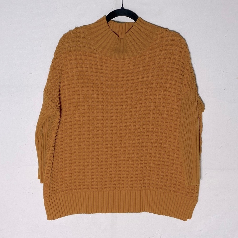 5/$25 Mustard Yellow Oversized Textured Knit Doleman Style Sleeve Sweater M
